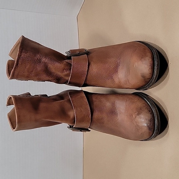 Lucky Brand Shoes - Lucky Brand, Size 7.5M Brown Leather Ankle Boots, Triple Buckle Accents